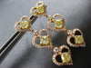 ESTATE 3.58CT WHITE & FANCY YELLOW DIAMOND 18K ROSE GOLD 3D MULTI HEART EARRINGS