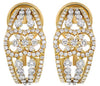WIDE 1.20CT DIAMOND 18KT 2 TONE GOLD 3D LOVE KNOT OPEN FILIGREE CLIP ON EARRINGS