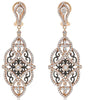 LARGE 3.3CT DIAMOND 18K ROSE GOLD INFINITY OPEN FILIGREE FLOWER HANGING EARRINGS
