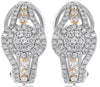1.26CT DIAMOND 18KT WHITE & YELLOW GOLD FLOWER CLUSTER CLIP ON HANGING EARRINGS