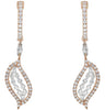 1.0CT DIAMOND 18KT WHITE & ROSE GOLD DOUBLE LEAF LEVERBACK FUN HANGING EARRINGS