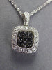 ESTATE .30CT WHITE & BLACK DIAMOND 14KT WHITE GOLD 3D SQUARE FILIGREE PENDANT