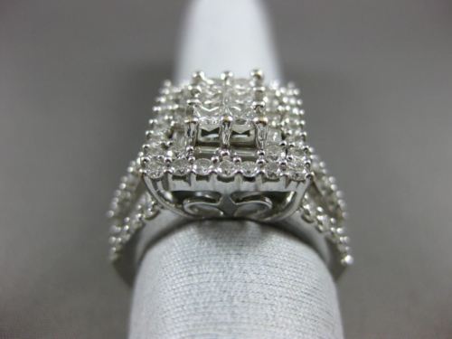 ESTATE LARGE 2.0CT DIAMOND 14KT WHITE GOLD 3D MULTI SHAPE CLUSTER PROMISE RING