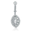 ESTATE 1.04CT ROUND & MARQUISE DIAMOND 14KT WHITE GOLD 3D HALO HANGING EARRINGS