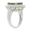 ESTATE LARGE 9.6CT DIAMOND & AAA EMERALD 18K 2 TONE GOLD 3D HALO ENGAGEMENT RING