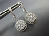 ESTATE 1.0CT DIAMOND 14KT WHITE GOLD ROUND CLUSTER HALO HUGGIE HANGING EARRINGS