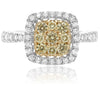 ESTATE .91CT WHITE & FANCY YELLOW DIAMOND 14K WHITE GOLD SQUARE ANNIVERSARY RING