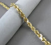 ESTATE LONG 14KT YELLOW GOLD 3D 3mm CLASSIC SOLID DIAMOND CUT ROPE BRACELET