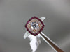 ESTATE 1.32CT DIAMOND & AAA RUBY 14KT WHITE & ROSE GOLD 3D HALO ENGAGEMENT RING