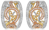 WIDE .85CT DIAMOND 14KT TRI COLOR GOLD 3D OPEN FILIGREE CLIP ON HANGING EARRINGS