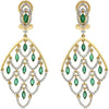 3.3CT DIAMOND & AAA EMERALD 18K YELLOW GOLD ROUND & MARQUISE CHANDELIER EARRINGS