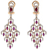3.45CT DIAMOND & AAA RUBY 18KT ROSE GOLD 3D ROUND & MARQUISE CLIP ON EARRINGS