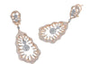 LARGE 6.25CT DIAMOND 18KT WHITE & ROSE GOLD 3D FLOWER TEAR DROP HANGING EARRINGS