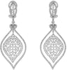 6.35CT DIAMOND 18KT WHITE GOLD TEAR DROP OPEN FILIGREE CLIP ON HANGING EARRINGS