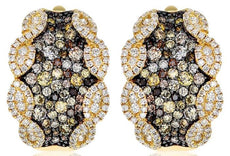 2.55CT WHITE & MULTI COLOR DIAMOND 18KT YELLOW GOLD MULTI LEAF CLIP ON EARRINGS