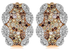 2.56CT WHITE & MULTI COLOR DIAMOND 18KT WHITE GOLD MULTI LEAF CLIP ON EARRINGS
