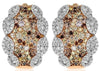 2.56CT WHITE & MULTI COLOR DIAMOND 18KT WHITE GOLD MULTI LEAF CLIP ON EARRINGS