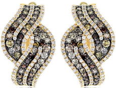 1.73CT WHITE & MULTI COLOR DIAMOND 18KT YELLOW GOLD 3D INFINITY CLIP ON EARRINGS