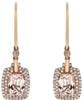 3.46CT DIAMOND & AAA MORGANITE 18KT ROSE GOLD CUSHION & ROUND HANGING EARRINGS