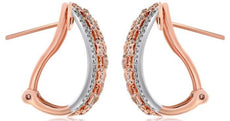 WIDE .48CT DIAMOND 14KT WHITE & ROSE GOLD OPEN FILIGREE CLIP ON HANGING EARRINGS
