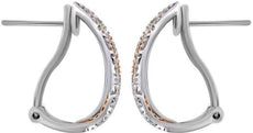 WIDE .45CT DIAMOND 14KT WHITE & ROSE GOLD OPEN FILIGREE CLIP ON HANGING EARRINGS