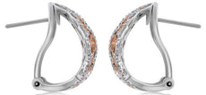 WIDE .50CT DIAMOND 14KT WHITE & ROSE GOLD MULTI FLOWER CLIP ON HANGING EARRINGS