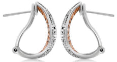 WIDE .57CT DIAMOND 14KT WHITE & ROSE GOLD OPEN FILIGREE CLIP ON HANGING EARRINGS