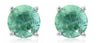 4.32CT DIAMOND & AAA EMERALD 18KT WHITE GOLD 3D ROUND CLASSIC HALO STUD EARRINGS