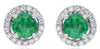 2.04CT DIAMOND & AAA EMERALD 18KT WHITE GOLD 3D ROUND HALO CLASSIC STUD EARRINGS