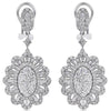 LARGE 4.15CT DIAMOND 18KT WHITE GOLD ROUND & BAGUETTE CLIP ON HANGING EARRINGS