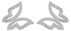 ESTATE .24CT DIAMOND 14KT WHITE GOLD 3D BUTTERFLY STUD EARRINGS
