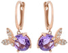 ESTATE 3.66CT DIAMOND & AAA AMETHYST 18K ROSE GOLD 3D BUTTERFLY HANGING EARRINGS