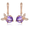 ESTATE 3.66CT DIAMOND & AAA AMETHYST 18K ROSE GOLD 3D BUTTERFLY HANGING EARRINGS