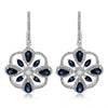3.77CT DIAMOND & AAA SAPPHIRE 14KT WHITE GOLD PEAR SHAPE FLOWER HANGING EARRINGS