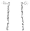 ESTATE 1.42CT DIAMOND 18K WHITE GOLD ROUND & BAGUETTE TEAR DROP HANGING EARRINGS