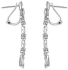 1.67CT DIAMOND 18KT WHITE GOLD ROUND & BAGUETTE TEAR DROP HANGING EARRINGS