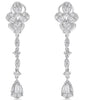 1.67CT DIAMOND 18KT WHITE GOLD ROUND & BAGUETTE TEAR DROP HANGING EARRINGS
