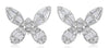 1.0CT DIAMOND 18KT WHITE GOLD 3D ROUND & BAGUETTE BUTTERFLY LOVE STUD EARRINGS