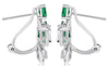 2.57CT DIAMOND & AAA EMERALD 18KT WHITE GOLD 3D ROUND & BAGUETTE STUD EARRINGS