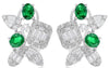 2.57CT DIAMOND & AAA EMERALD 18KT WHITE GOLD 3D ROUND & BAGUETTE STUD EARRINGS