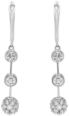 .78CT DIAMOND 18KT WHITE GOLD 3D PAST PRESENT FUTURE JOURNEY HANGING EARRINGS