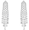 7.37CT DIAMOND 18KT WHITE GOLD ROUND AND BAGUETTE OPEN FILIGREE HANGING EARRINGS