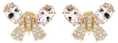 ESTATE 1.74CT DIAMOND & AAA MORGANITE 14K YELLOW GOLD 3D BUTTERFLY STUD EARRINGS