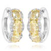WIDE 3.51CT WHITE & FANCY YELLOW DIAMOND 18KT TWO TONE GOLD 3D HANGING EARRINGS