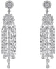 LARGE 4.48CT DIAMOND 18KT WHITE GOLD 3D ROUND & BAGUETTE FLOWER HANGING EARRINGS
