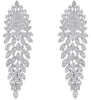 ESTATE LARGE 7.28CT DIAMOND 18K WHITE GOLD 3D MULTI LEAF FLOWER HANGING EARRINGS