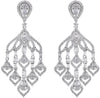 LARGE 2.06CT DIAMOND 18K WHITE GOLD ROUND & BAGUETTE CHANDELIER HANGING EARRINGS
