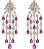 LARGE 11.57CT DIAMOND & AAA RUBY 18KT ROSE GOLD 3D PEAR SHAPE HANGING EARRINGS