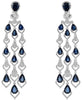 LARGE 13.52CT DIAMOND & AAA SAPPHIRE 18KT WHITE GOLD PEAR SHAPE HANGING EARRINGS