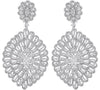 ESTATE LARGE 5.15CT DIAMOND 18KT WHITE GOLD 3D FILIGREE FLOWER HANGING EARRINGS